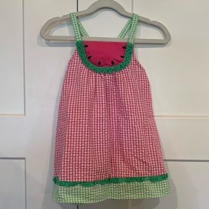 Girls Seersucker Watermelon Dress